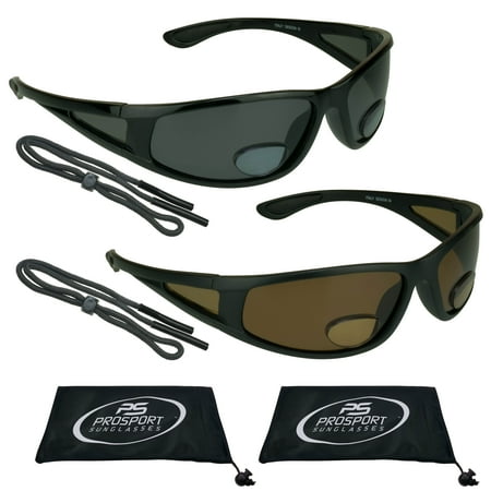 proSPORT Fishing Polarized BIFOCAL Sunglass Readers Shields Men Women Gray & Brown