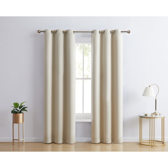 THD Lawrence 100% Blackout Thermal Grommet Window Curtain Panels for Bedroom and Living Room - Total Privacy and Energy Efficiency - Set of 2