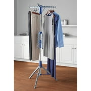 Mainstays Space-Saving 2-Tier Steel Tripod Hanging Clothes Drying Rack, Blue/Silver