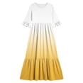 thumbnail image 4 of ersvoioy Girls Summer Party Dress Gradient Print Ruffle Cap Sleeve Round Neck A-Line Flowy Hem Sundress 4-14 Years, 4 of 7