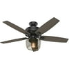 Hunter Bennett 52" Low Profile Ceiling Fan w/ 3 LED Light Kit and Remote, Black