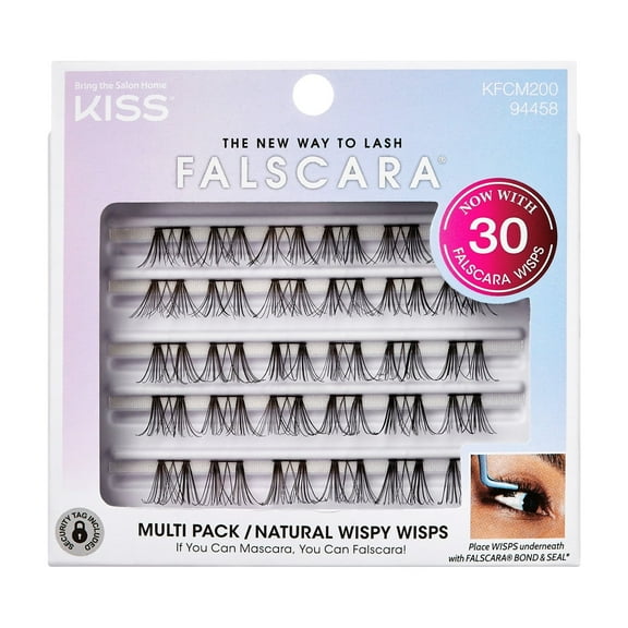 KISS FALSCARA Collection DIY Eyelash Extensions Multipack, Natural Wispy Wisps, 30 Ct.