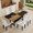 Type 9, variant on Newest 8-Piece Wood and Black Dining Table Set 71x35.4 inch with Storage and 8 White PU Chairs