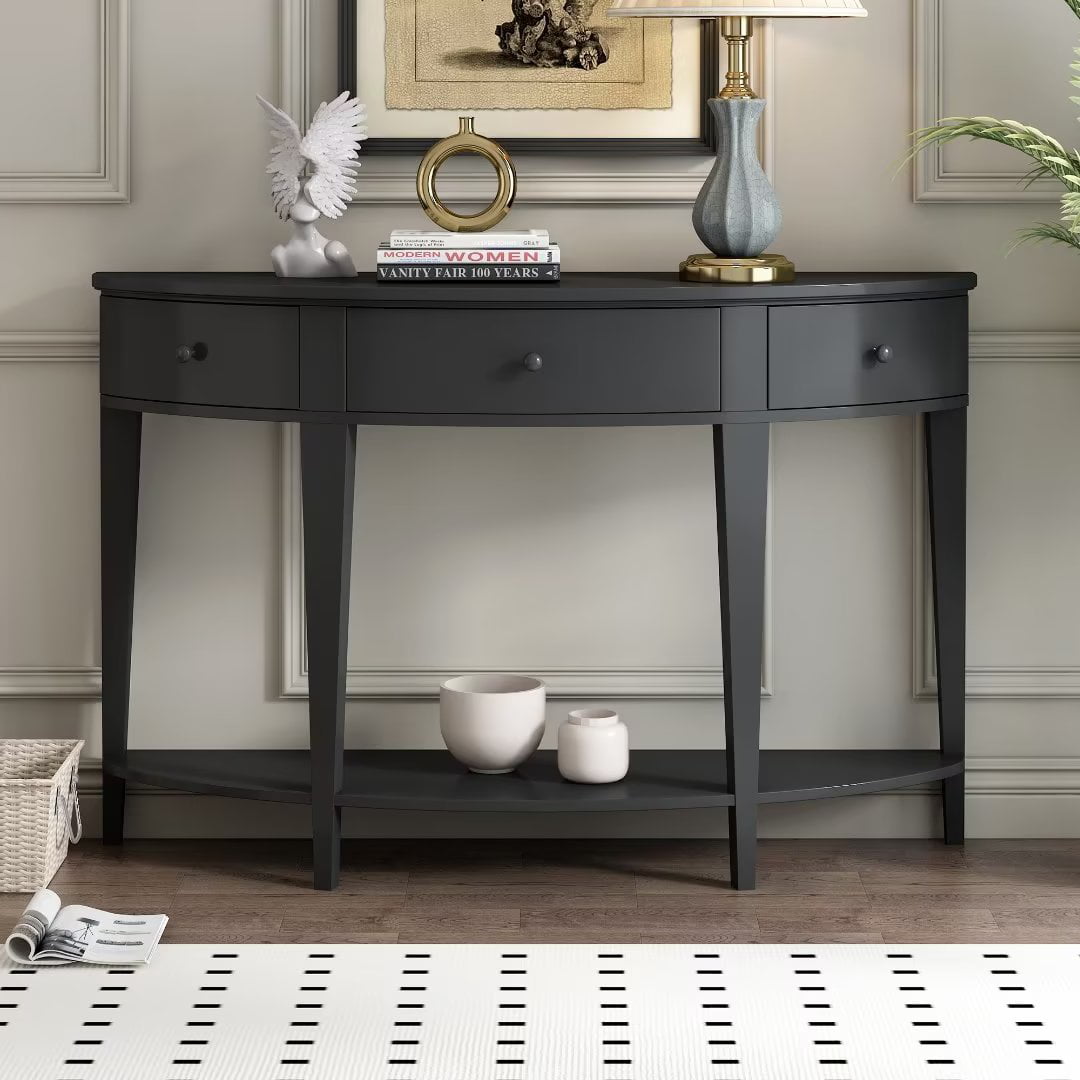 Console Table,Modern Curved Sofa Table with 3 drawers and 1 Shelf
