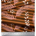 thumbnail image 2 of Soimoi Brown Georgette Viscose Fabric Stripe & Palm Leaves Print Fabric by Yard 44 Inch Wide, 2 of 3