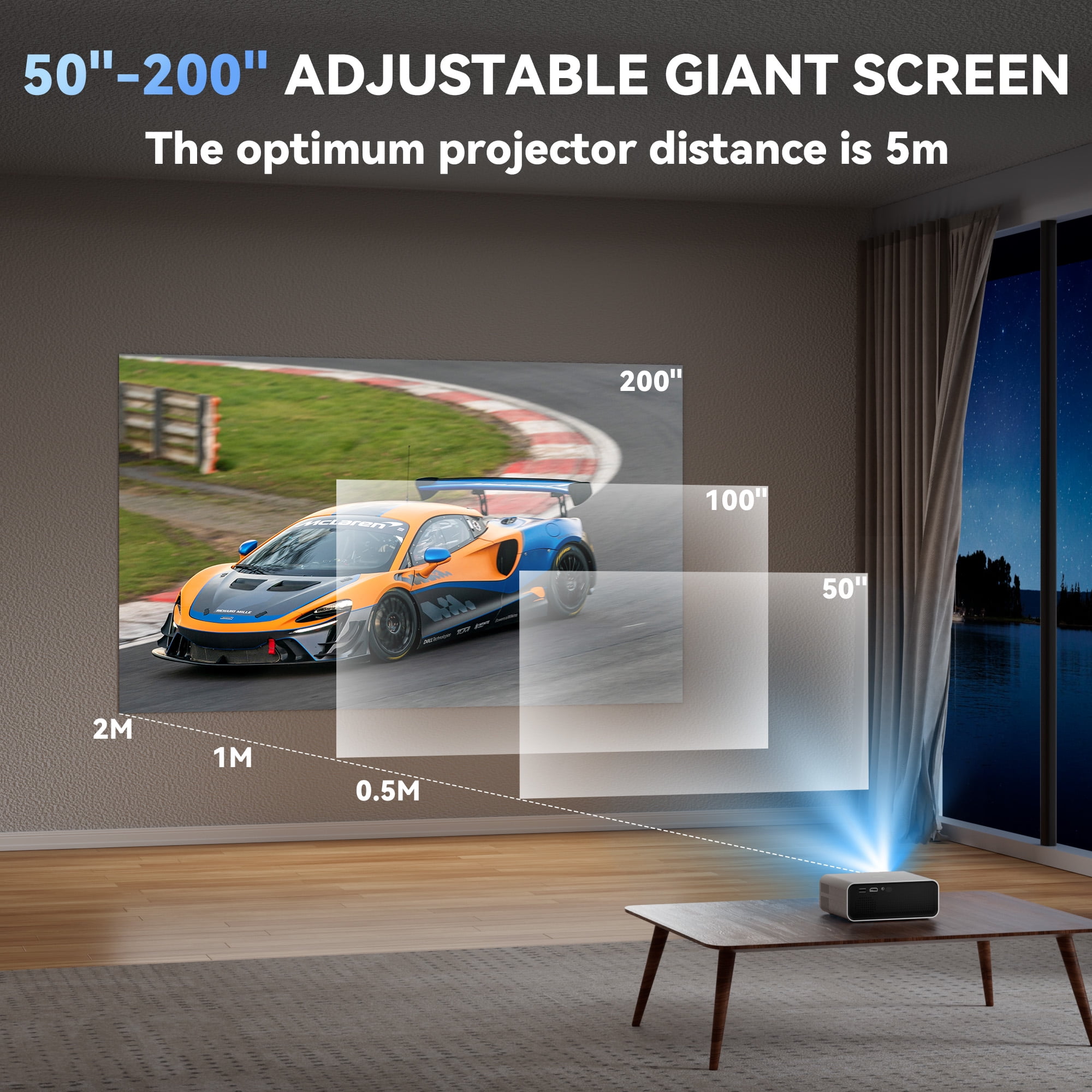 Visulapex Projector with Wifi and Bluetooth, Mini Projector HD 1080P Support, 12000LM Portable Outdoor Movie Projector for HDMI, Phone, USB