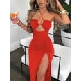 thumbnail image 1 of Cryptographic Hot Summer Sexy Halter Backless Sleeveless Cut Out Maxi Dress for Women Elegant Club Party Slit Dresses VestidoM Gao Jinjia LED, 1 of 2