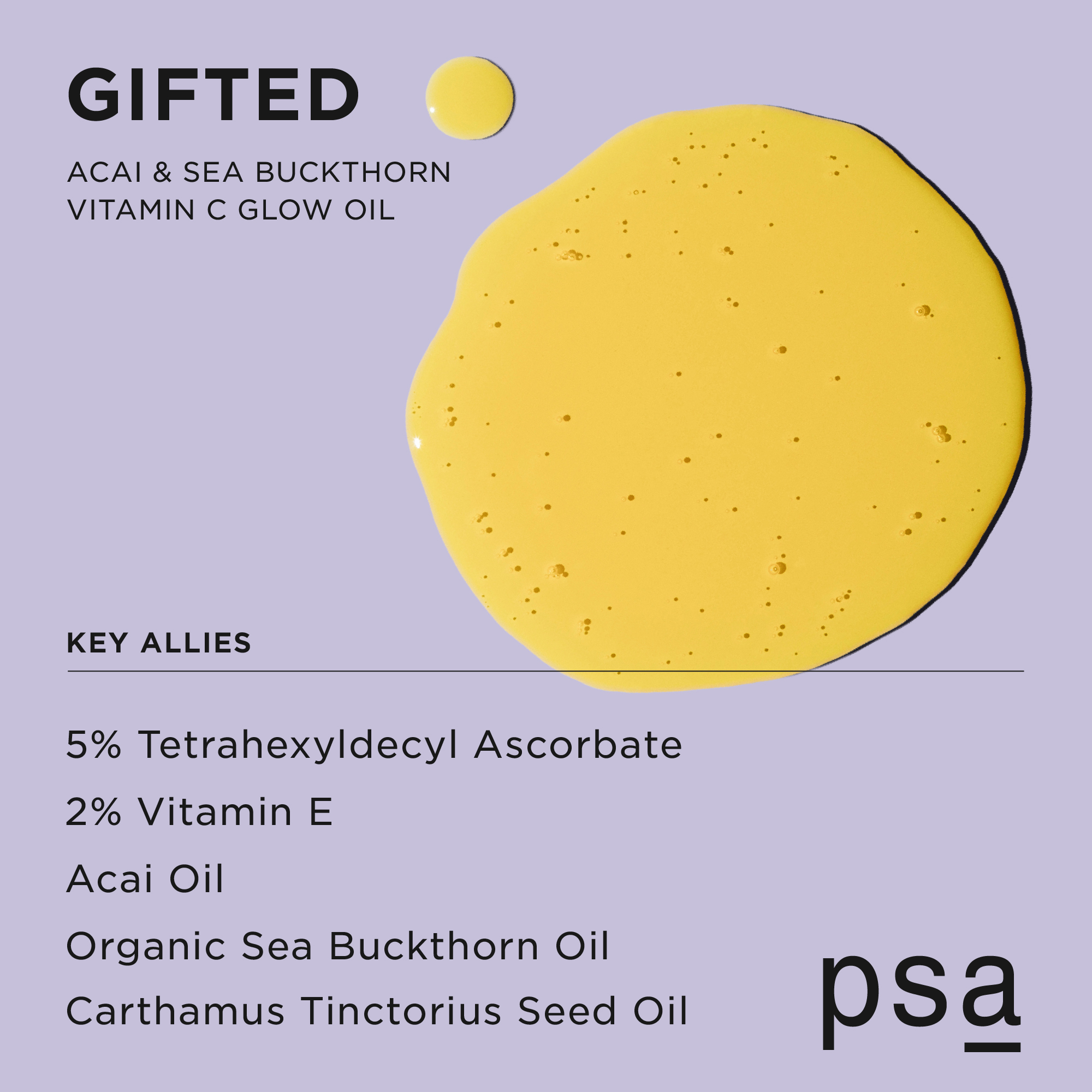 PSA GIFTED Acai and Sea Buckthorn Vitamin C Glow Oil, For All Skin Types, 0.5 fl oz/15 ml, Vegan - image 3 of 11