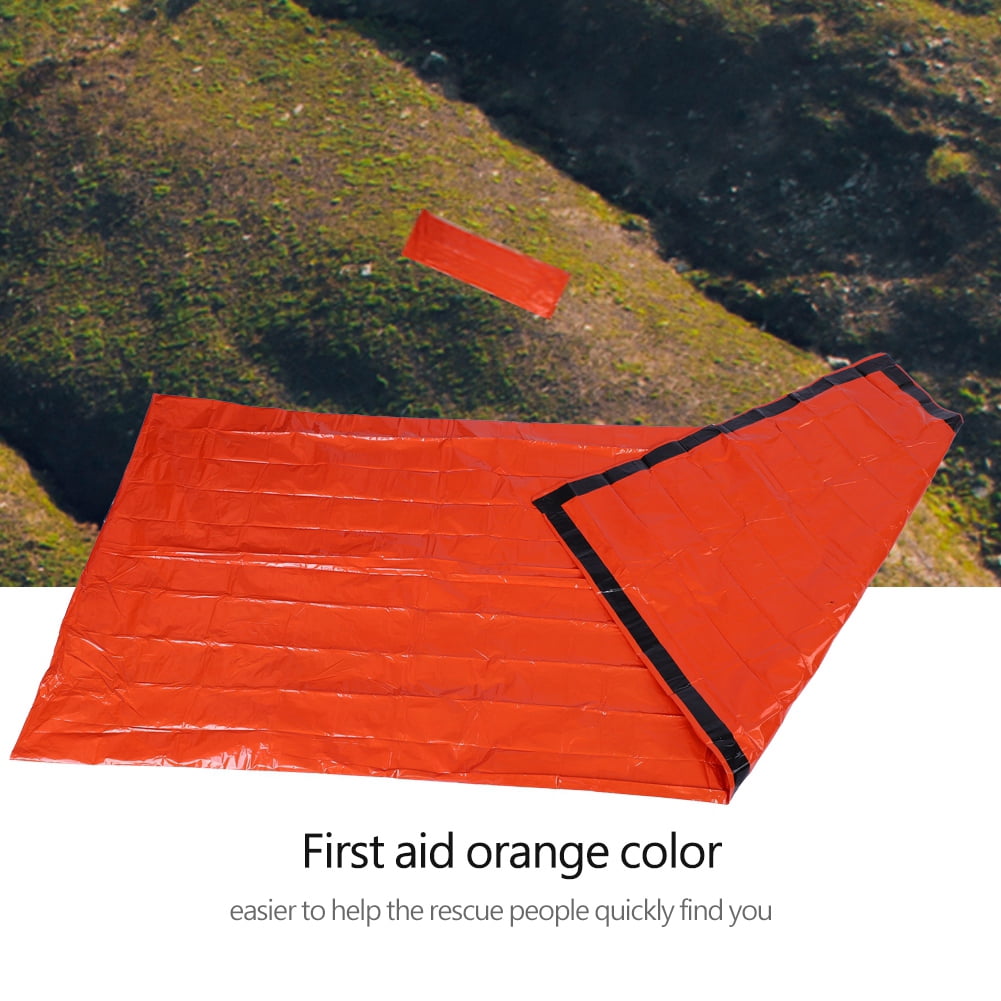 Qiilu Reusable Emergency Sleeping Bag Thermal Waterproof Survival Camping Travel Orange,Sleeping Bag, Camping Sleeping Bag