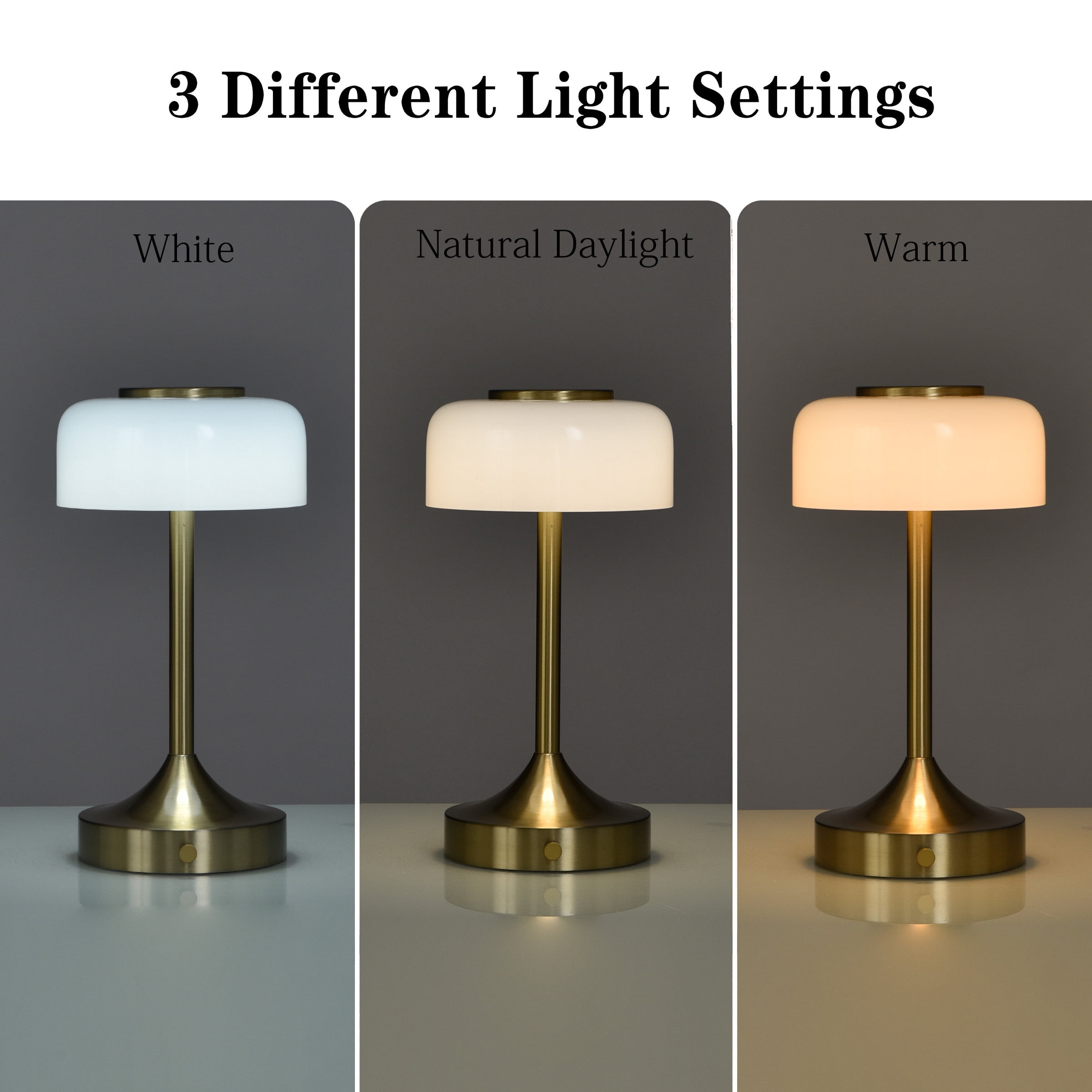 Better Homes & Gardens Portable Milk Glass Table Lamp, Rechargeable