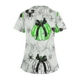 thumbnail image 4 of Stamzod Nursing Uniforms for Women Halloween Batss Pumpkin Printed Working Tee Shirts Short Sleeve Cross V Neck Scrub Tops with Pockets on Sale, 4 of 5