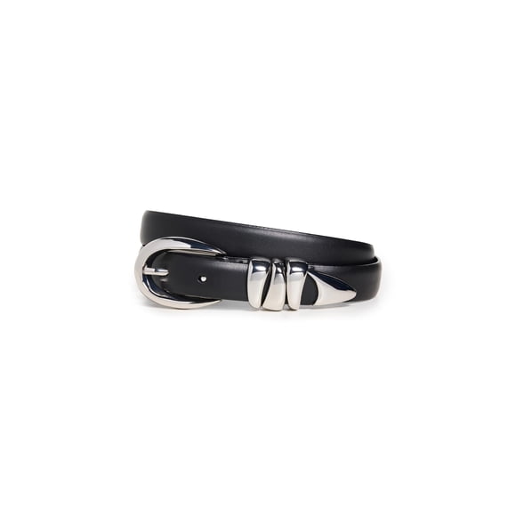 Cinturón Madewell para Mujer con Triple Hebilla Metálica Negro Verdadero Talle S