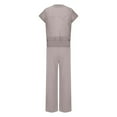 thumbnail image 5 of UYISJ Women Two Piece Outfits Crochet Sheer Knit Sweater Top Wide Leg Pants Lounge Matching Sets Sweatsuit Travel Clothes Gray L, 5 of 7