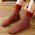 thumbnail image 2 of UJNDER Women Knitted Lined Thermal Mid Calf Stockings Winter Warm Snow Boot Socks for Adult Dark Red, 2 of 4