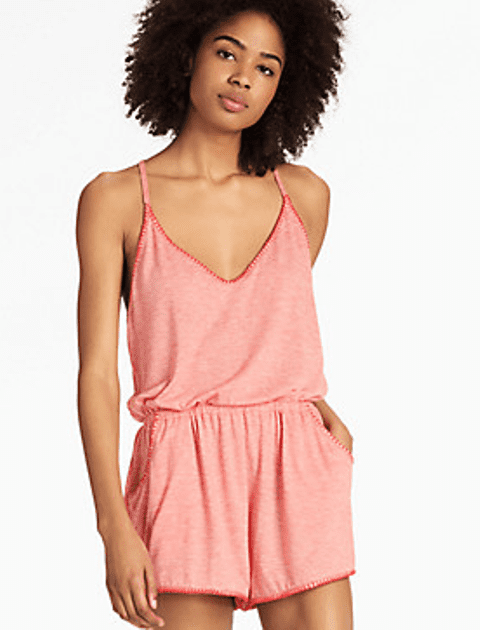 Romper Swim Cover Up-L-Coral 