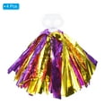 thumbnail image 3 of PET Cheerleading Pom Poms with Finger Holes for Sport Team Spirit Fun Dance Stage Events, Purple Golden 4 Pack, 3 of 6