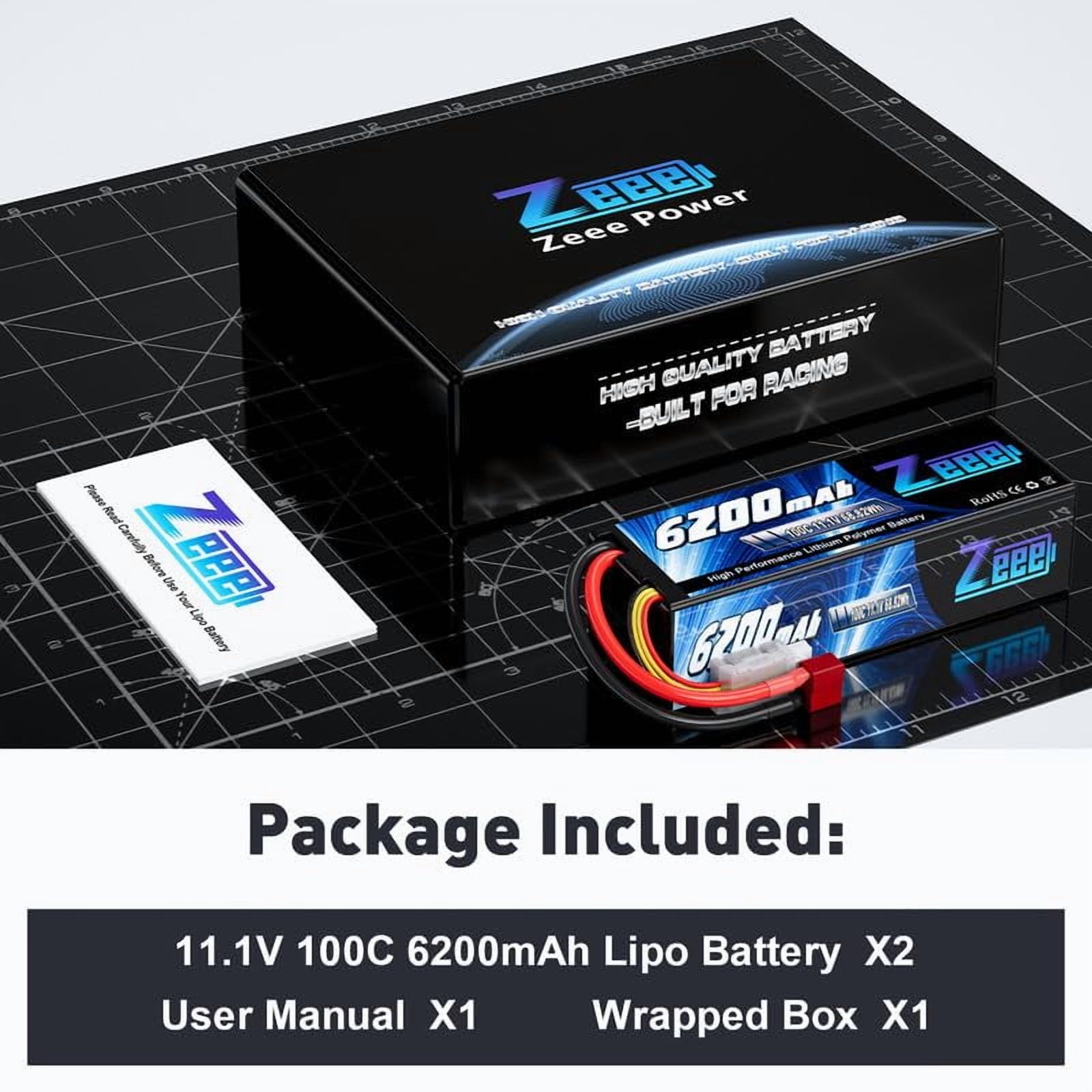Zeee 3S Lipo 7200mAh 11,1V 120C avec Prise XT90 Hardcase RC Batterie pour véhicules à échelle 1/8 1/10, Voiture RC, Tank, Truggy, Buggy, camions RC, Bateaux (2pcs