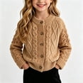 thumbnail image 6 of Rrxhxhs Cardigan for Girls Crew Neck Cable Knit Button Front Long Sleeve Warm Casual Cover Up, 6 of 9