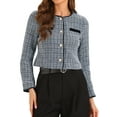 thumbnail image 1 of CHAQUETA DE TWEED PARA MUJER CON CUELLO REDONDO Y CIERRE DE BOTONES DE LARGA MANGA M AZUL BLANCO, 1 of 6