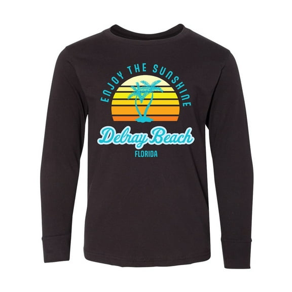 Inktastic Summer Enjoy the Sunshine Delray Beach Florida in Blue Long Sleeve Youth T-Shirt