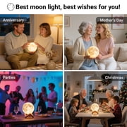 DAYBETTER 4.8Inch Moonlight Night Light for Adults Kids, 16Colors/3D Printing Moon Light Night Lamp for Kids Bedroom Decor
