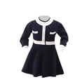 thumbnail image 2 of AherBiu Vêtements pour Bébés et Tout-Petits Filles Robe à Manches Longues Col Rond Boutonnée Pull Tricoté Combinaisons, 2 of 3