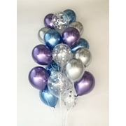 Sweet Moon 20 Piece Latex Balloons Bouquet - Baby Shower, Gender Reveal Bridal Shower, Eid, and Ramadan Party Decoration (Blue & Purple)