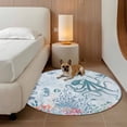 thumbnail image 2 of Blue Jellyfish Octopus Round Area Rug 6Ft Washable Circle Rugs for Bathroom Office, Beach Nautical Ocean Coral Seahorse Non-Slip Carpet Floor Mats Indoor Outdoor Carpet Runner Aesthetic Home Decor, 2 of 8