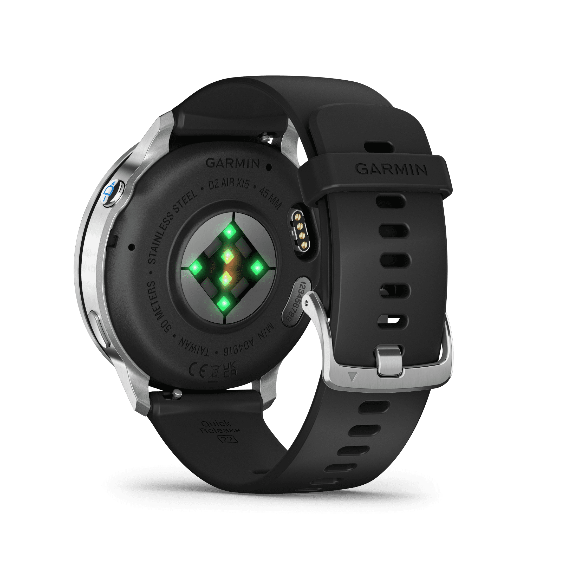 Garmin D2 Air X15, Silver with Black Silicone Band