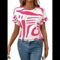 thumbnail image 2 of Blusa de Verano para Mujer, Estilo Túnica Informal, Elegante, con Cuello Asimétrico, Corta y Botones, Color Rosa, Talla L, 2 of 9
