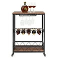 thumbnail image 3 of Hassch Bar Serving Cart Home Mobile Kitchen Serving cart,Industrial Vintage Style Wood Metal Serving Trolley, 3 of 6
