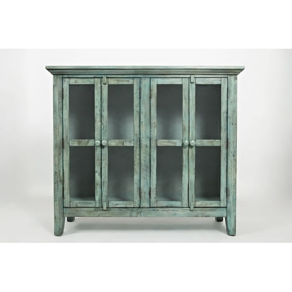Jofran Rustic Shores 48" Coastal Distressed Acacia Four-Door Accent Cabinet