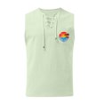 thumbnail image 3 of Camisetas de Verano para Hombre, Corbata Casual de Color Sólido sin Mangas Cuello Redondo Camiseta de Camiseta Hecha de 60% Algodón 40% Lino, Bajo Camisetas para Hombres, 3 of 3