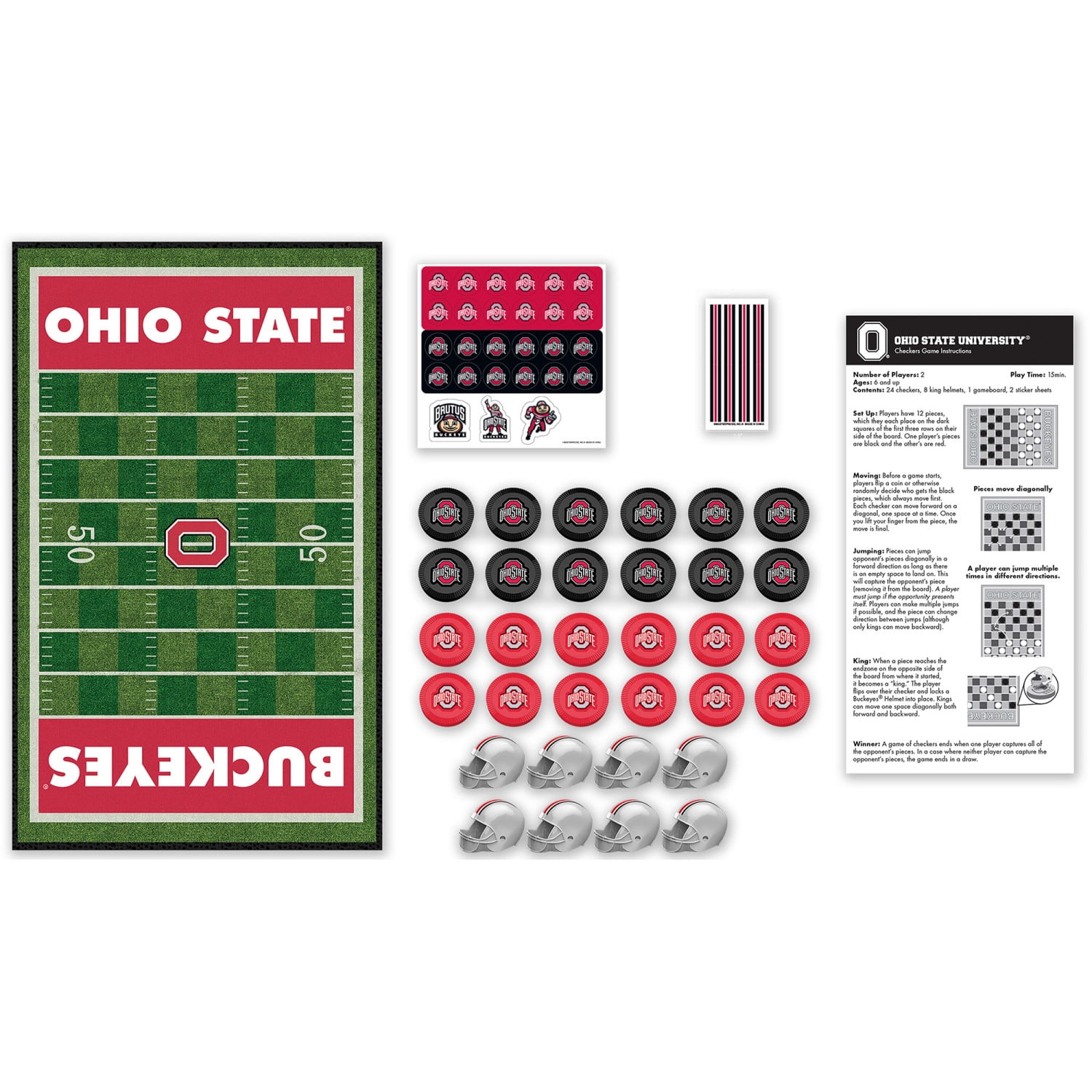 MasterPieces Officially licensed NCAA Ohio State Buckeyes Checkers Board Game for Families and Kids ages 6 and Up