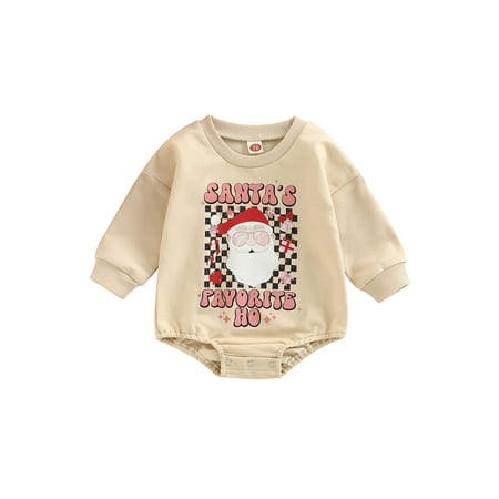 

LWXQWDS Infant Baby Girl Boy Christmas Outfit Santa Long Sleeve Sweatshirt Romper Oversized Jumpsuit Fall Winter Clothes A 0-6 Months