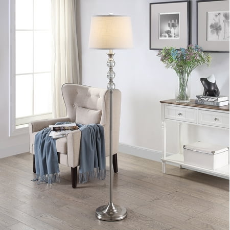 Brushed Nickel Pharmacy Floor Lamp - Harlow Tapered Drum Floor Lamp, Brushed Nickel