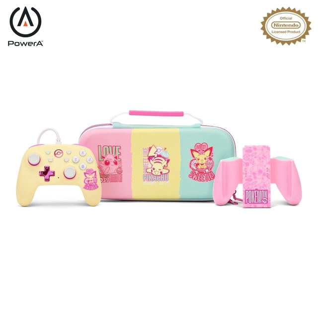 Mando con cable PowerA Nano con agarre cómodo - Pokémon: Dulce Surtido, funda protectora para Nintendo Switch, modelo OLED, Lite, minimando, accesorio oficial