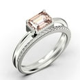 thumbnail image 3 of Minimalist 1.50 Carat Emerald Cut Morganite And Diamond Moissanite Engagement Ring, Wedding Ring in 925 Sterling Silver With 18k White Gold Plating, Promise Ring, Anniversary Ring, Bridal Rings Set, 3 of 3