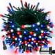 thumbnail image 1 of Cadena de luces LED YIQU 200, roja, blanca y azul, 23 m, resistente al agua, 1 of 8