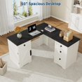thumbnail image 4 of EastVita Farmhouse 60" Executive L Shaped Desk, Home Office Desk with File Drawers and Storage Cabinet, Corner Computer Desk with Adjustable Side Storage Cabinet, 4 of 8