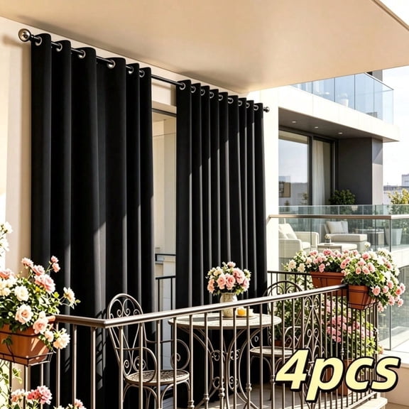 100% Blackout Curtains 4 Panels, Thermal Insulated Noise Reducing Window Drapes, Solid Light Blocking Curtain Panels For Bedroom Living Room
