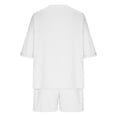 thumbnail image 6 of Gamivast Women's 2 Piece Lounge Set Oversized V-Neck Short Sleeve T-Shirt and High Waisted Shorts Set Breathable Ribbed Texture Casual Summer Athletic Outfit, 6 of 9