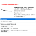 thumbnail image 2 of Back Glass Wiper Blade - Compatible with 2011 - 2018 Porsche Cayenne 2012 2013 2014 2015 2016 2017, 2 of 2