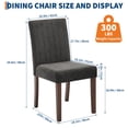 thumbnail image 2 of TacleeKii Dining Chairs Set of 2, Linen Kitchen Side Chairs with Wooden Legs, for Dining Room Restaurant, Dark Gray, 2 of 9