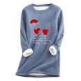 thumbnail image 1 of Prix Réduit! Aqestyerly Hauts de Noël pour Femmes Liquidation Mode Féminine Impression de Noël Manches Régulières Hiver Ample Vacances Décontracté Col Rond Chemise Hauts, 1 of 2