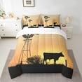 thumbnail image 2 of YST Rustic Farmhouse Decor 7-Piece Comforter Set, Twin Size, Cow Print Sunset Design, Polyester, Bed in a Bag (Count 7), 2 of 5