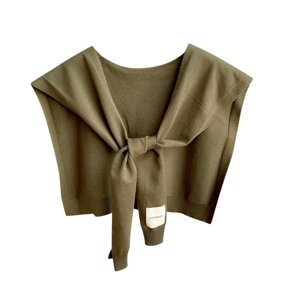 Ahabrexf Sweaters for Women Plus Size Sweater Shawl Wraps for Women Solid Color Knitted Knotted Shawls Winter False Collar Cape Shoulder Tops Fashion Wrap Women Sweaters for Fall