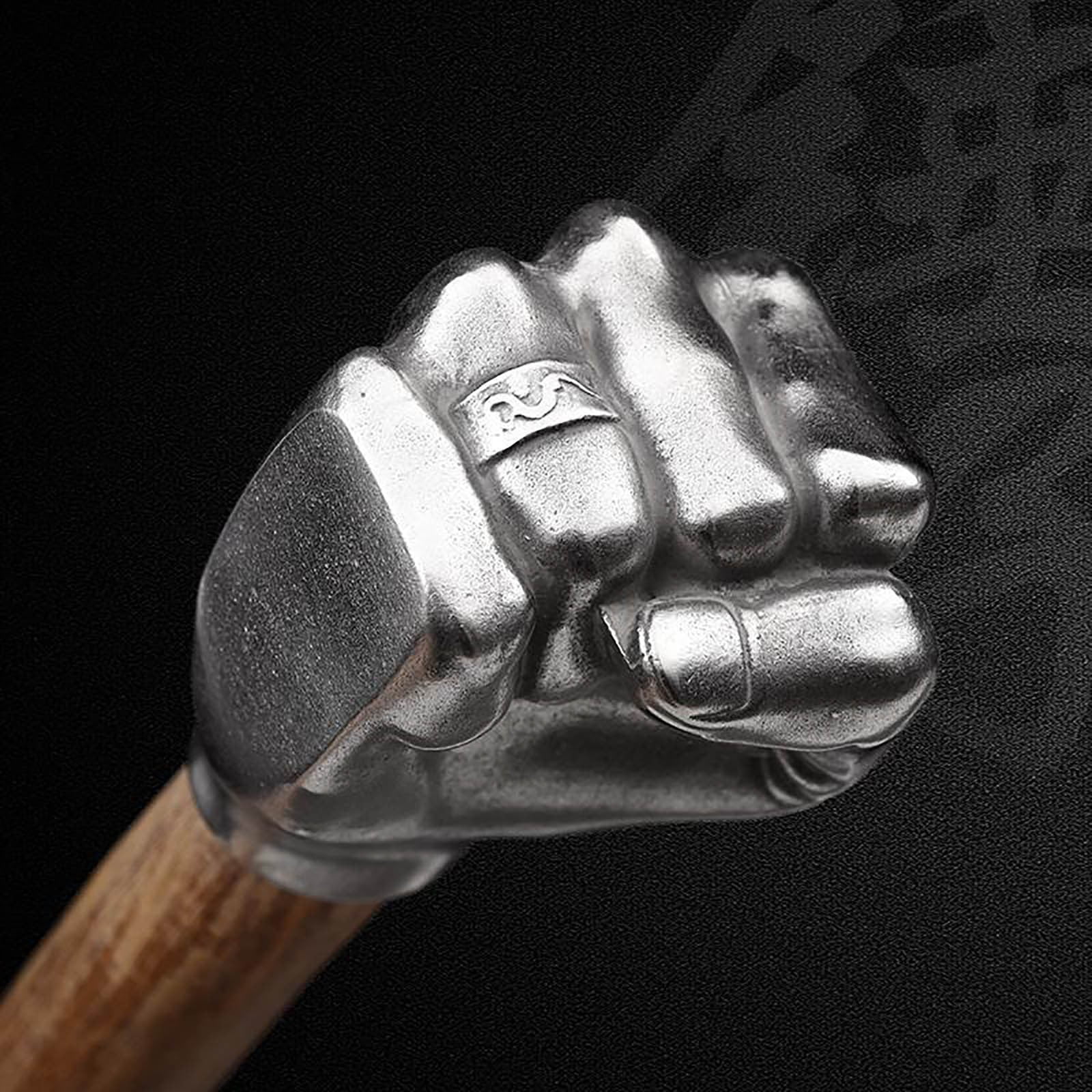 Sledge Hammer Fist Shape Stainless Steel Solid Hammer With Wooden Handle Heavy Duty Funny Hammer For Collection Camping Car Emergency Outdoor Use(Silver)