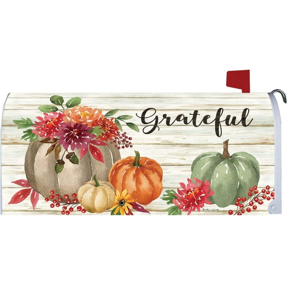 Custom Decor Grateful Floral Mailbox Makeover - Vinyl with Magnetic Strips for Steel Standard Rural Mailbox - Made in The USA Copyright, Licensed and Trademarked Inc.