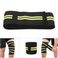 thumbnail image 3 of Vendaje elástico para rodillas para fitness, correas para rodillas para gimnasio, levantamiento de pesas, deportes al aire libre (negro y amarillo), 3 of 13